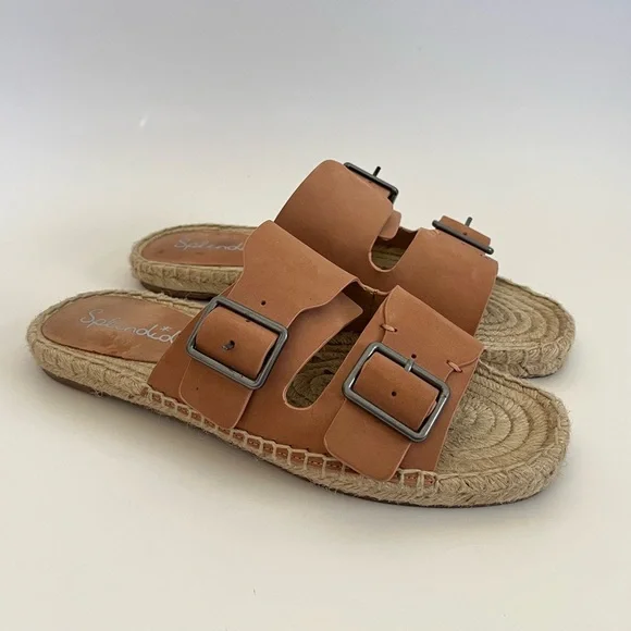 Splendid Blake Buckle Strap Leather Espadrille Slip On Sandals Anthropologie 8.5 - Picture 3 of 10